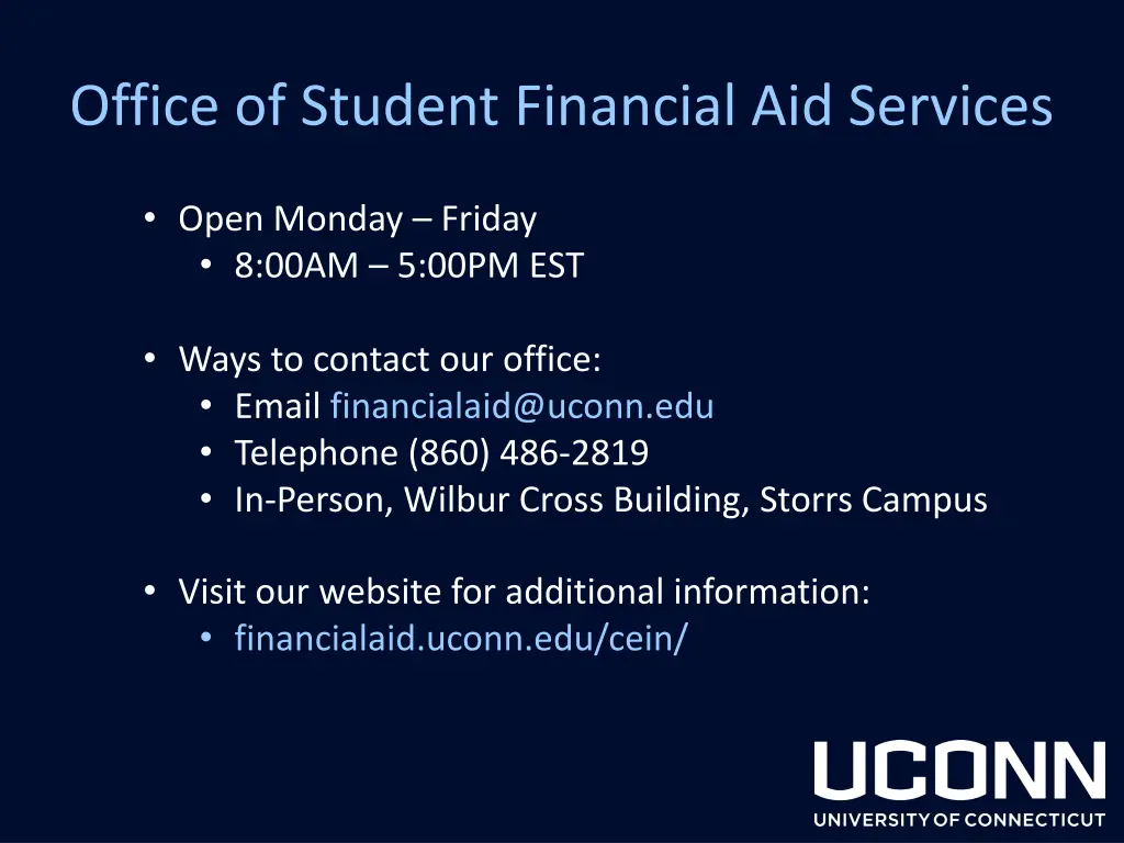 office of student financial aid services
