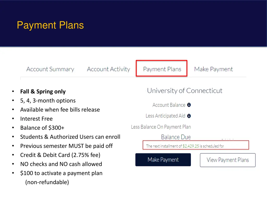 payment plans