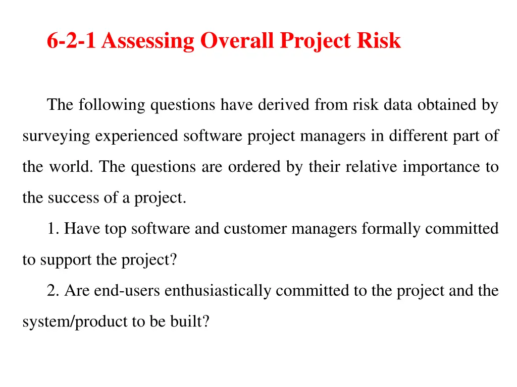 6 2 1 assessing overall project risk