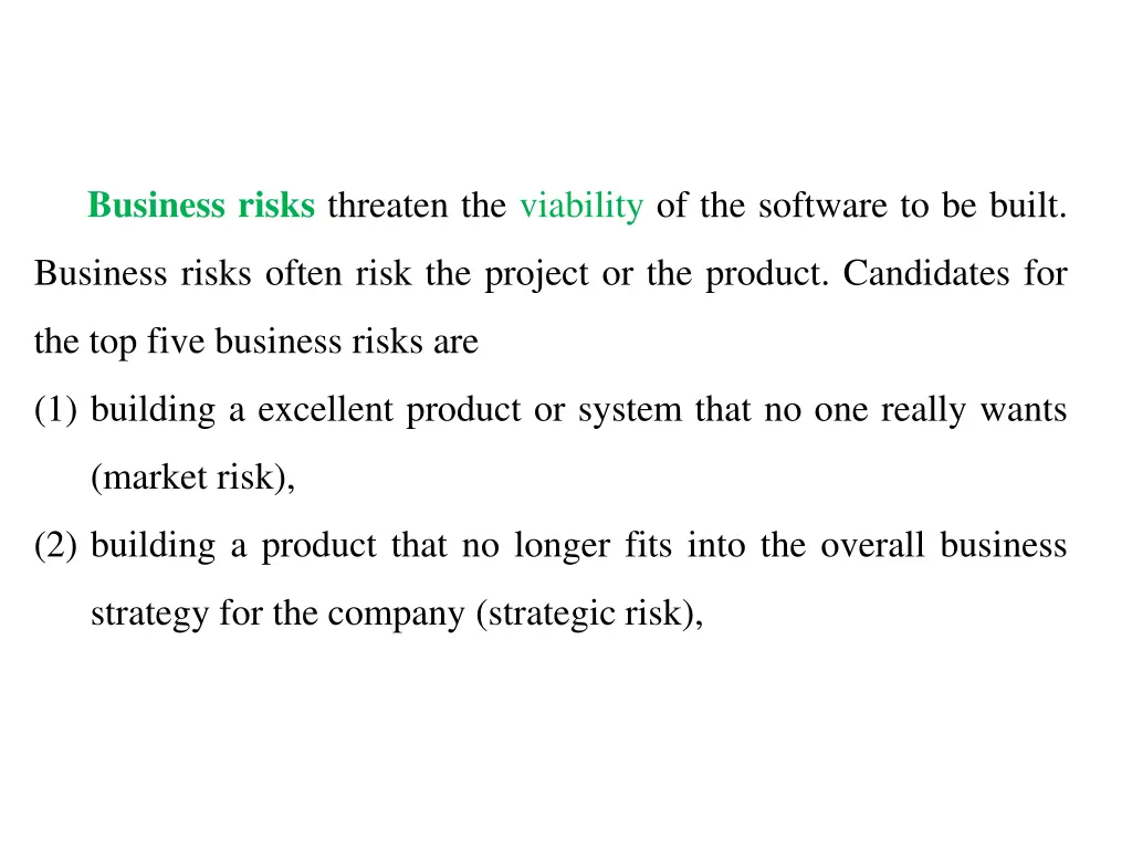 business risks threaten the viability