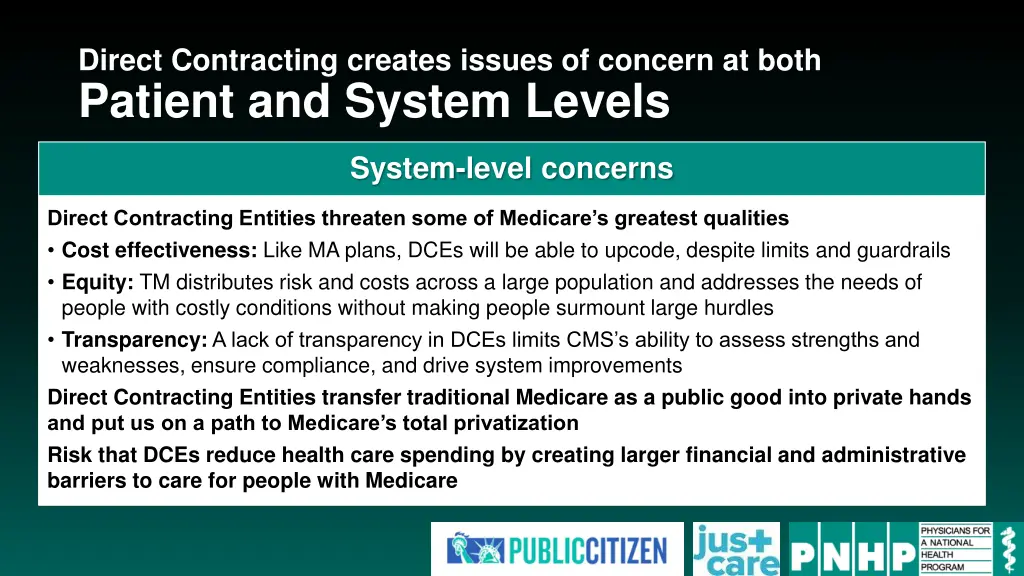 direct contracting creates issues of concern 1