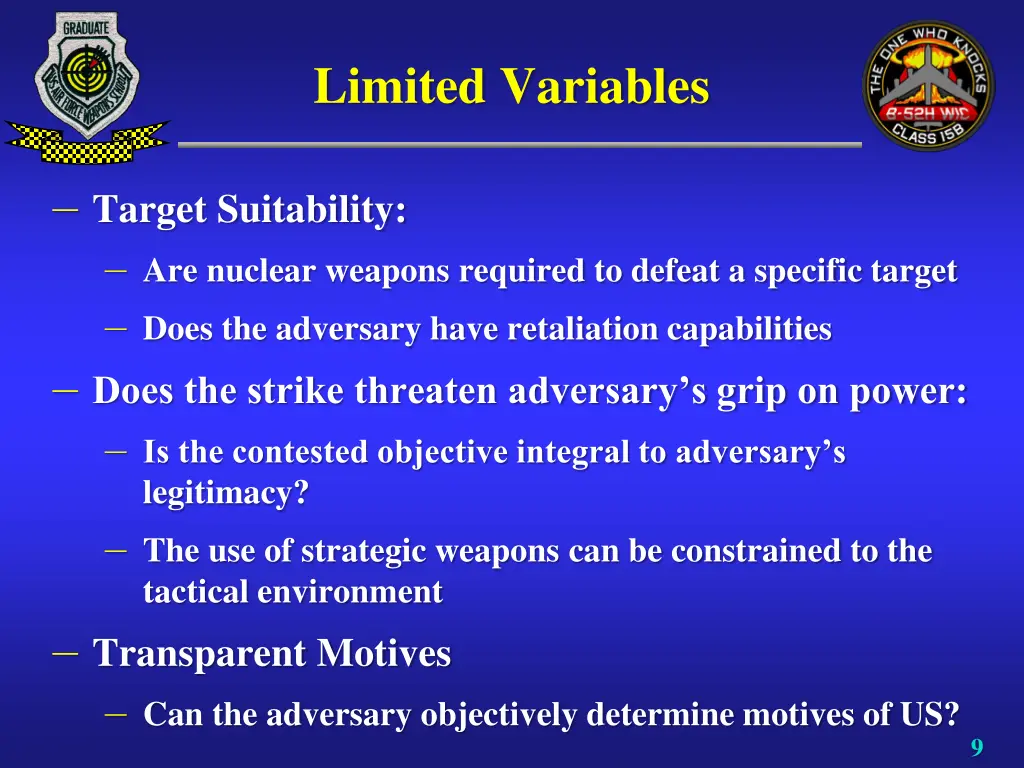 limited variables