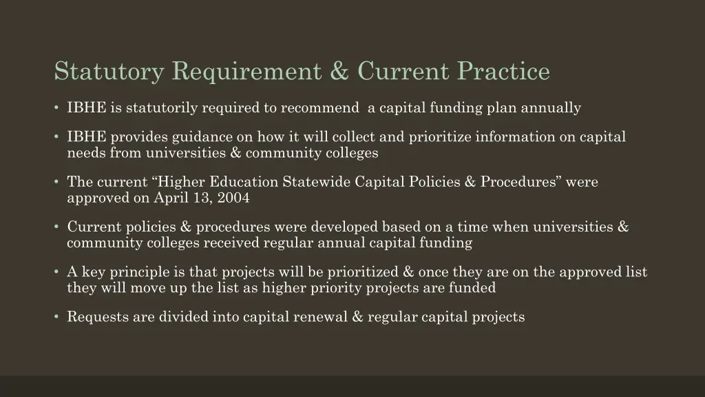 statutory requirement current practice