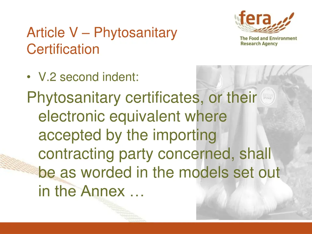 article v phytosanitary certification