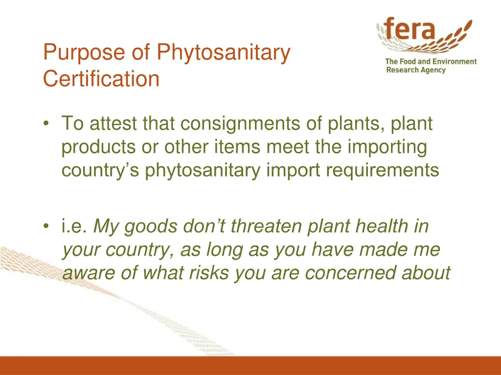 purpose of phytosanitary certification