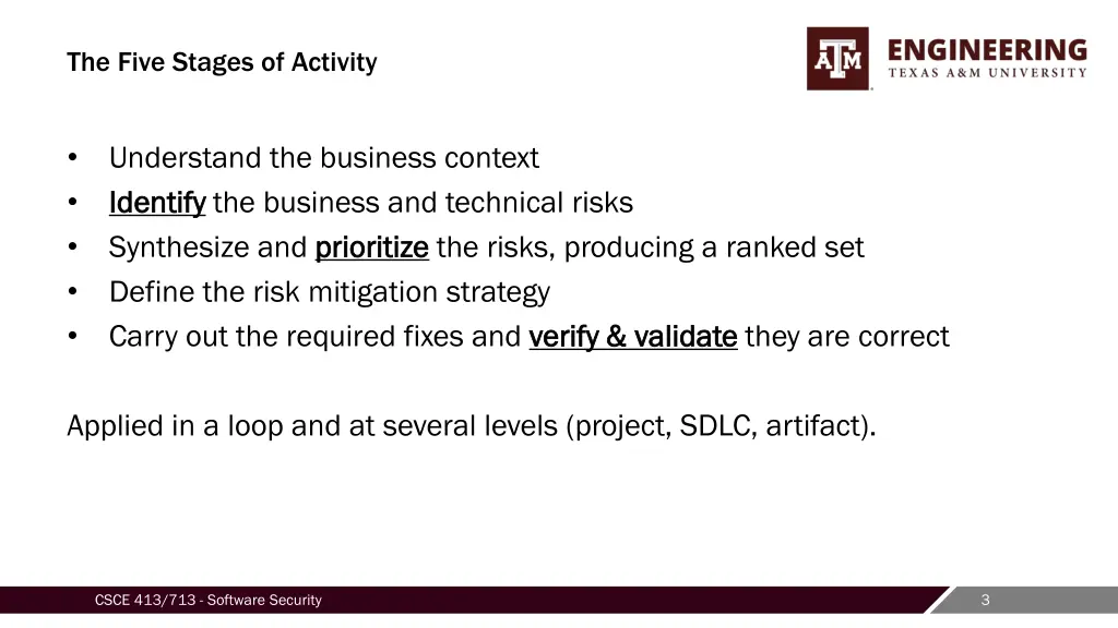 the five stages of activity