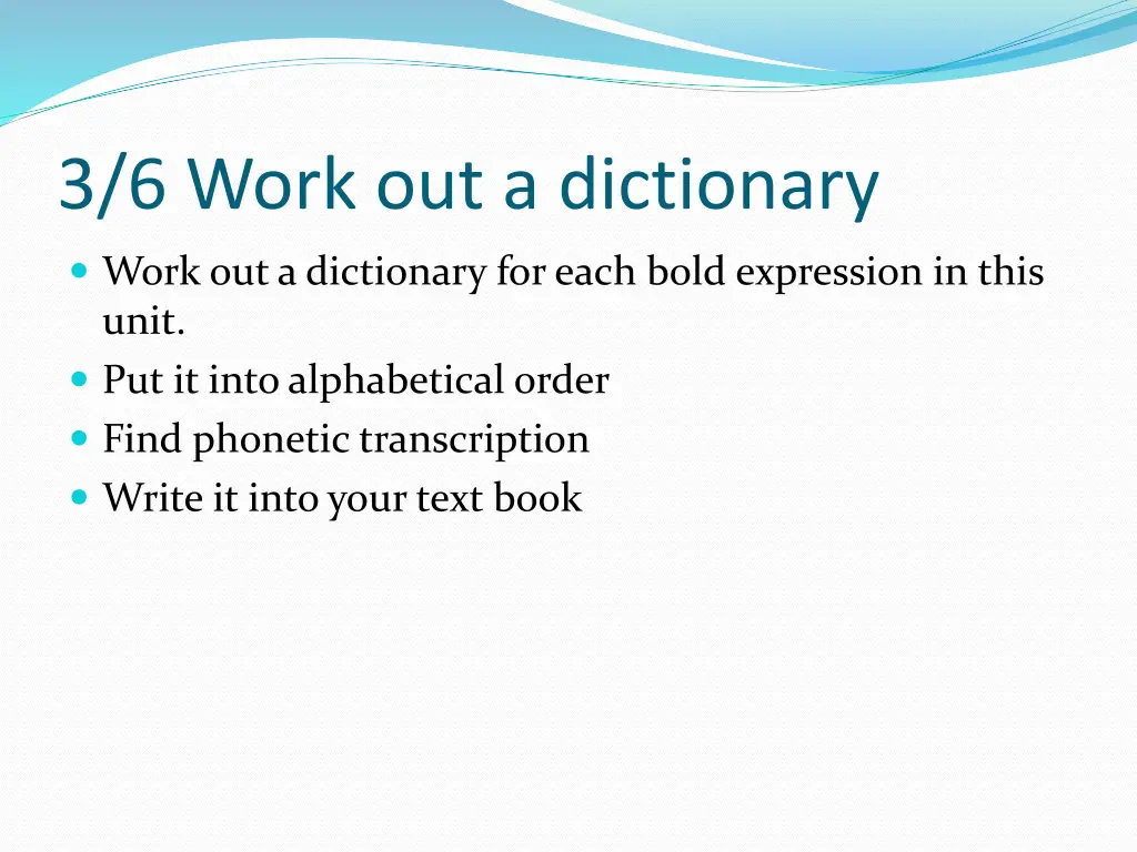 3 6 work out a dictionary