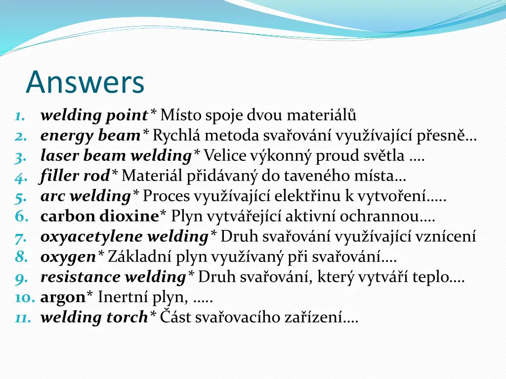 answers 1 welding point m sto spoje dvou materi