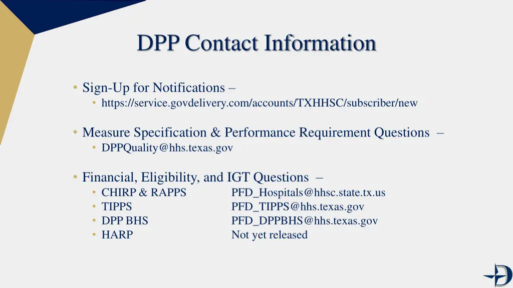 dpp contact information