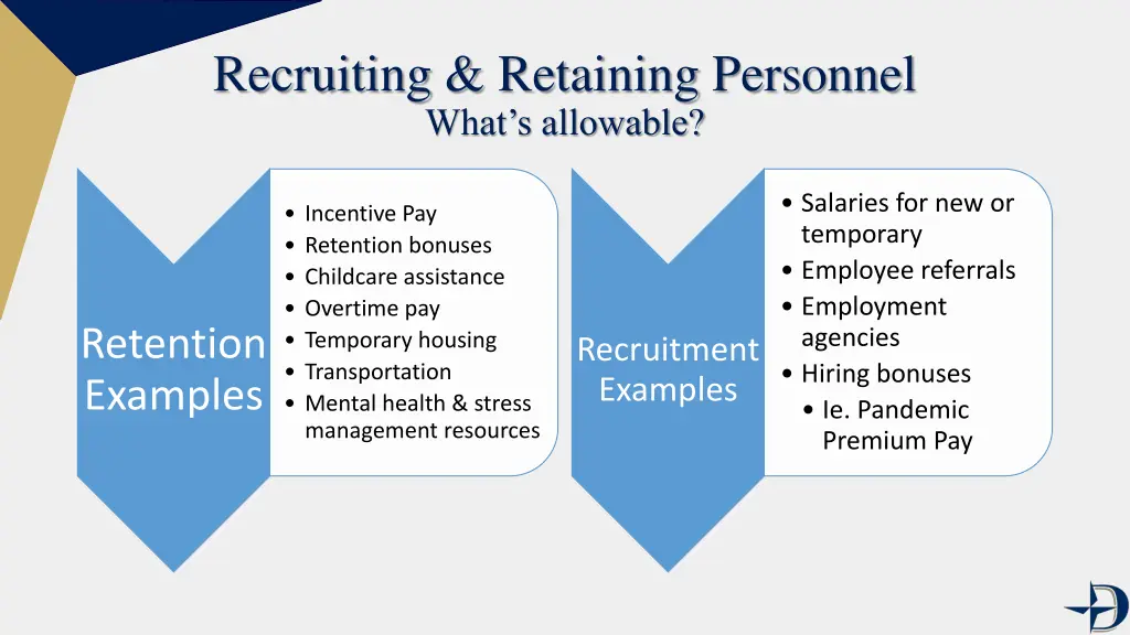 recruiting retaining personnel what s allowable