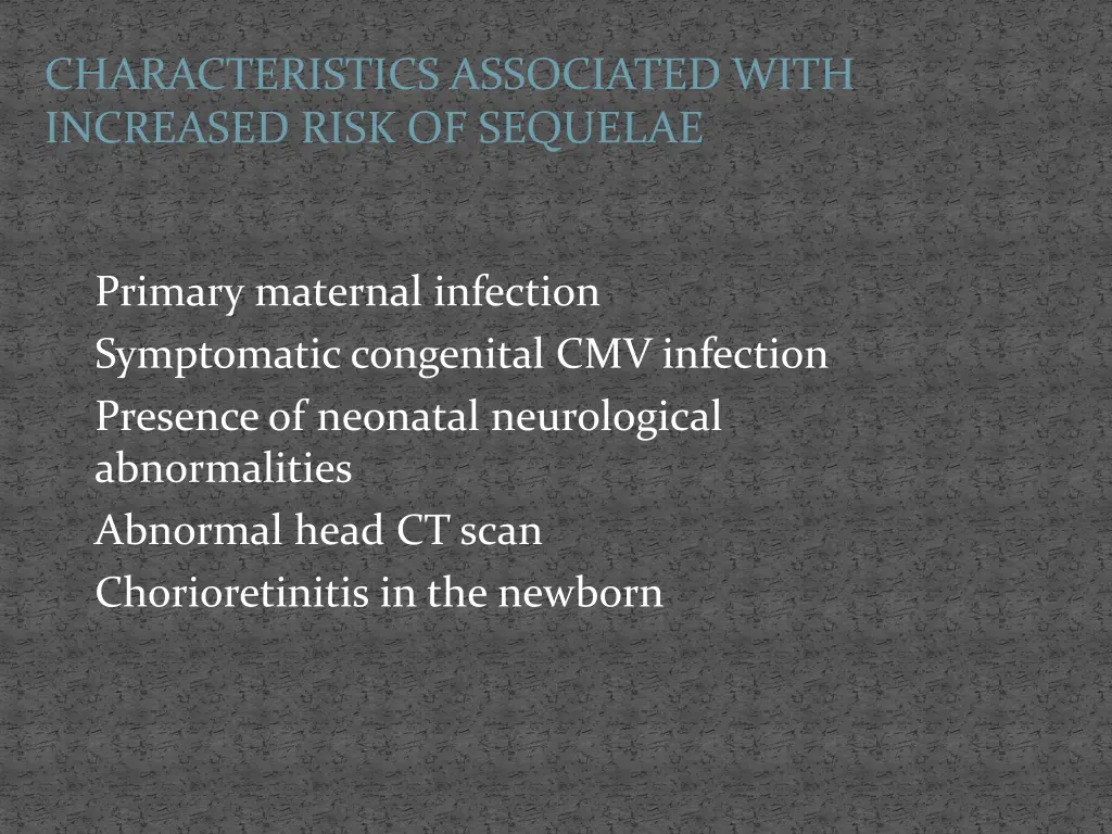 characteristics associated with increased risk
