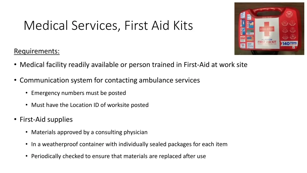 medical services first aid kits