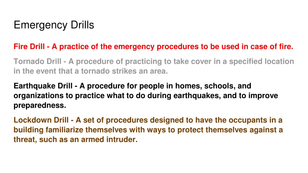 emergency drills