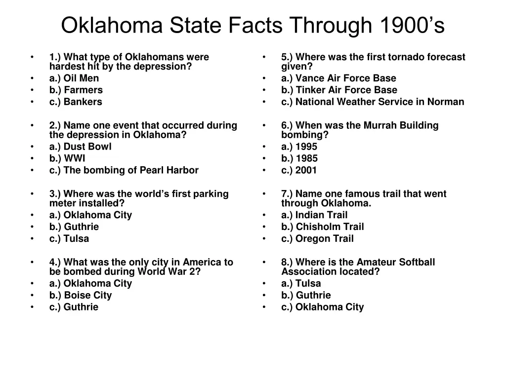 oklahoma state facts through 1900 s