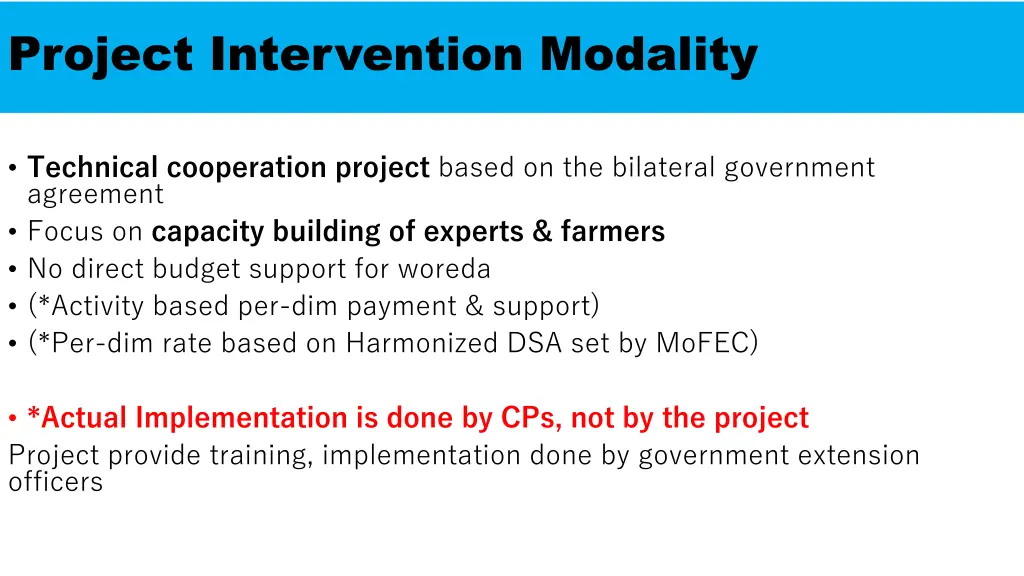 project intervention modality