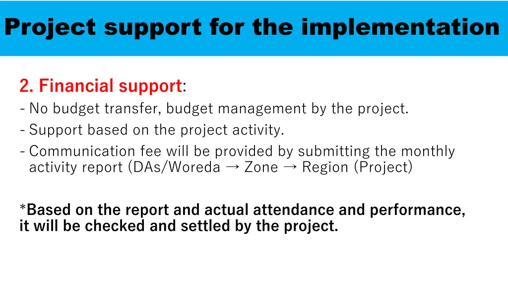 project support for the implementation 1