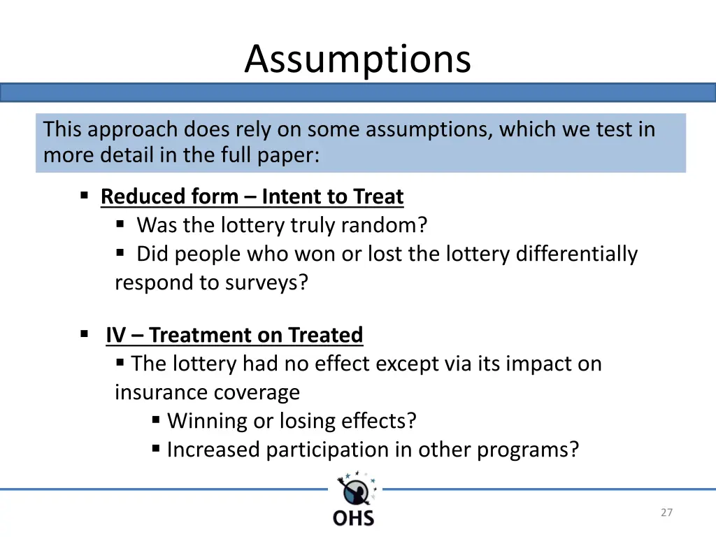 assumptions
