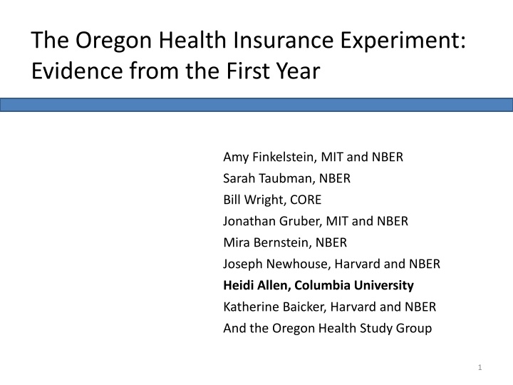 the oregon health insurance experiment evidence
