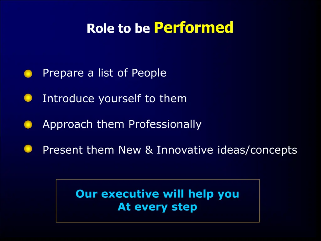 role to be performed