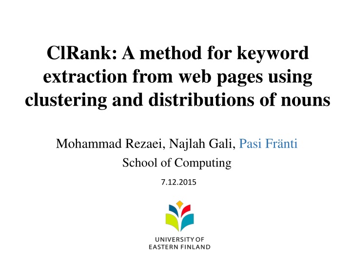 clrank a method for keyword extraction from
