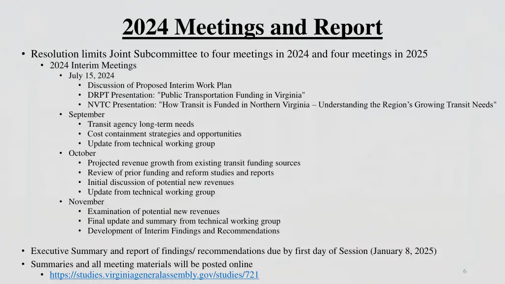 2024 meetings and report