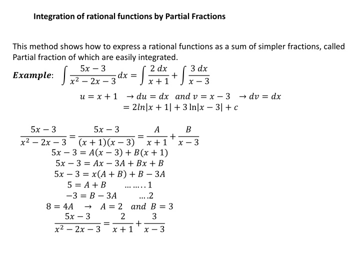 integration of rational functions by partial