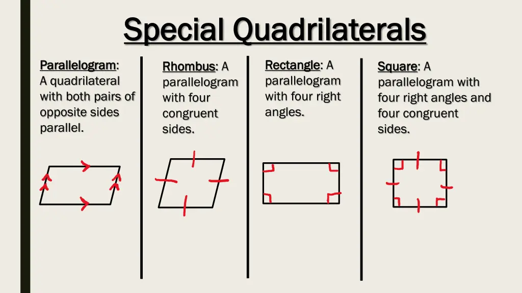 special quadrilaterals special quadrilaterals