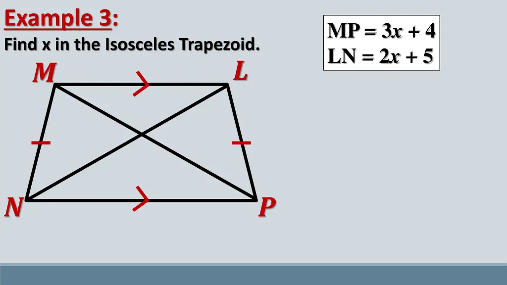 example 3 find x in the isosceles trapezoid