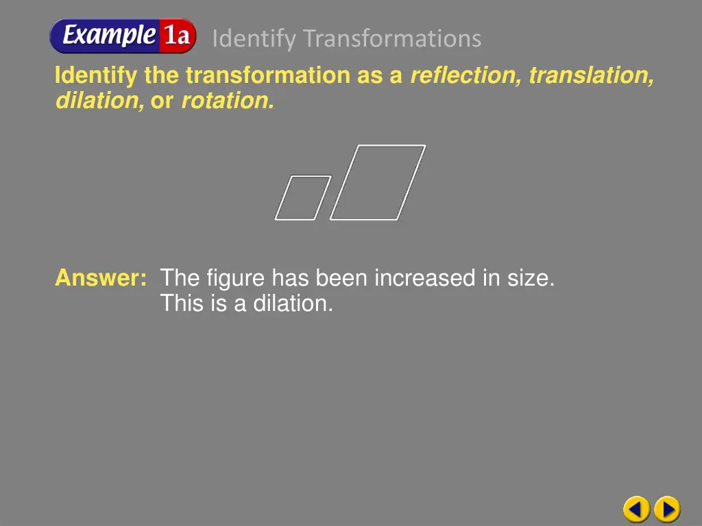 identify transformations