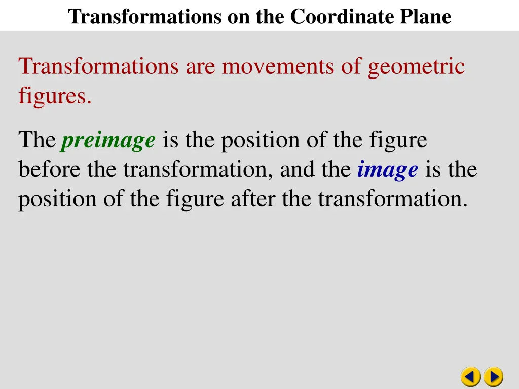 transformations on the coordinate plane 1