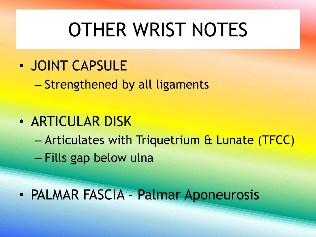 other wrist notes