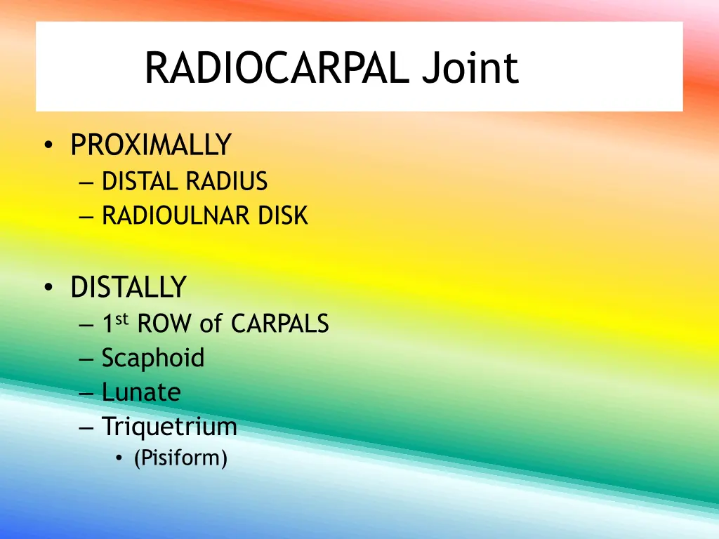 radiocarpal joint