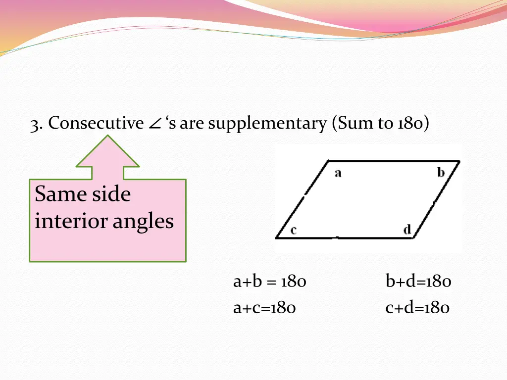 3 consecutive s are supplementary sum to 180