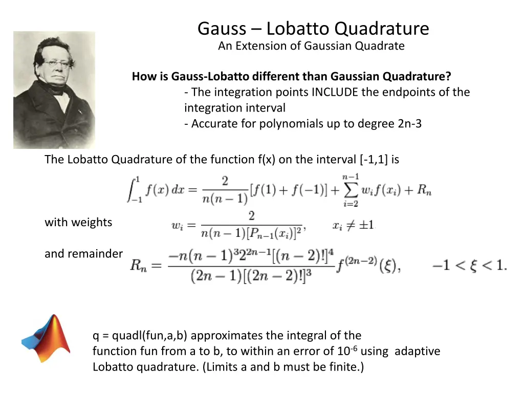 gauss lobatto quadrature an extension of gaussian