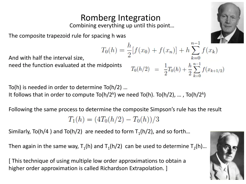 romberg integration combining everything up until