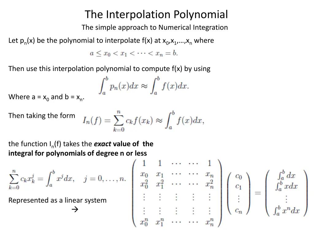 the interpolation polynomial the simple approach