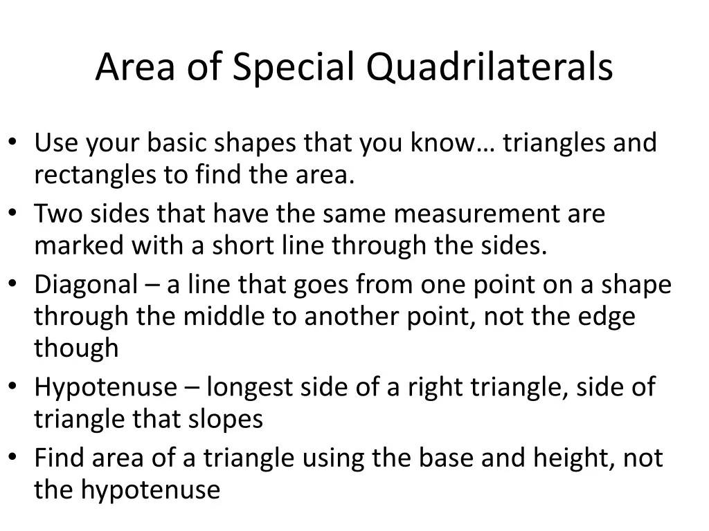 area of special quadrilaterals