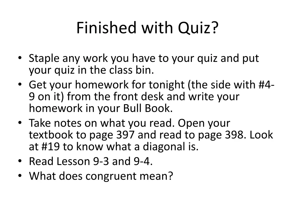 finished with quiz