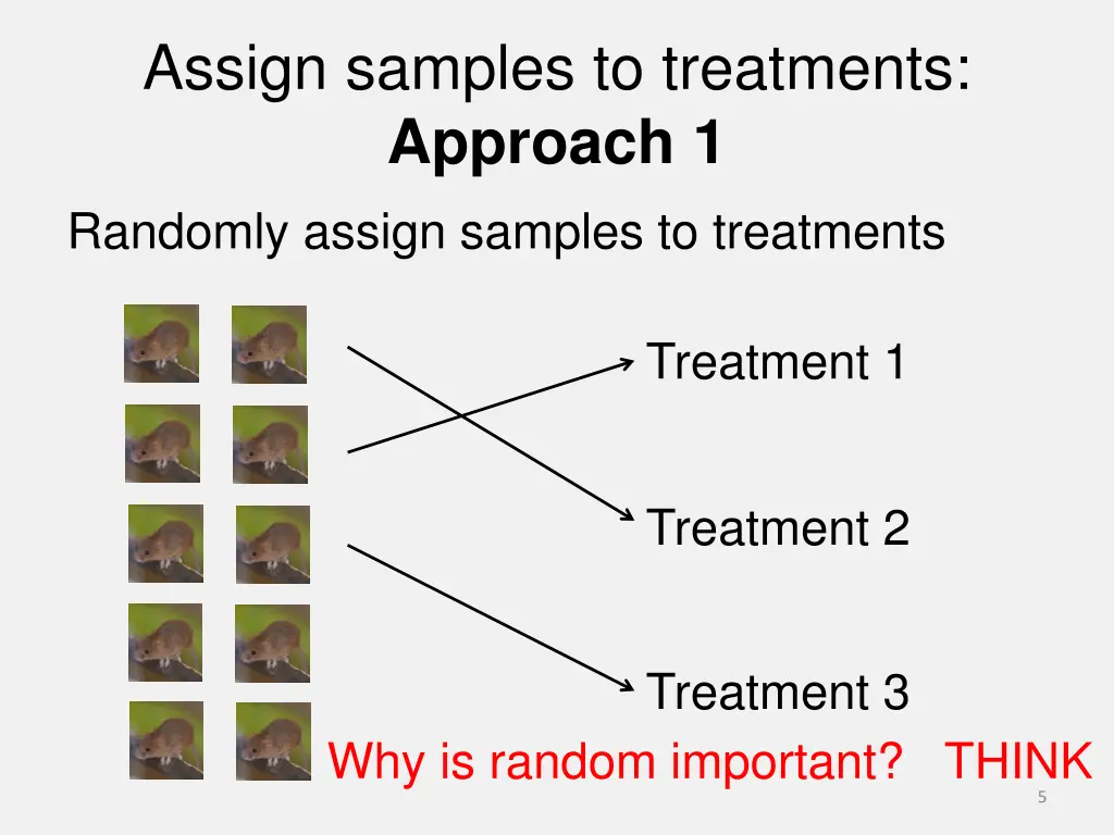 assign samples to treatments approach 1 randomly 1