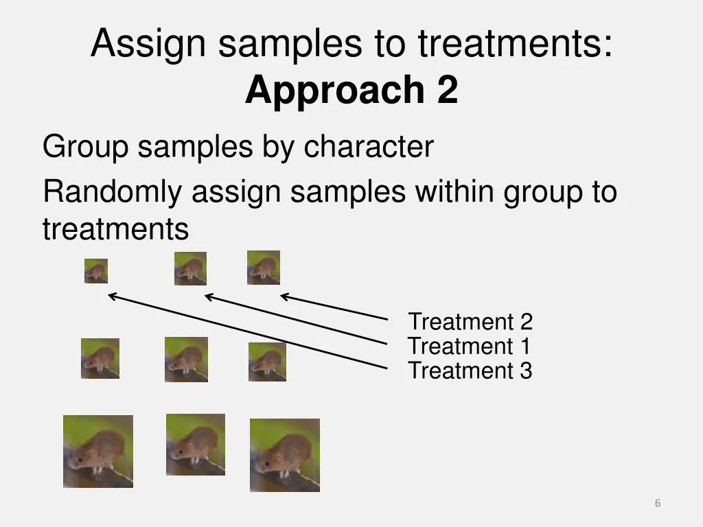assign samples to treatments approach 2 group