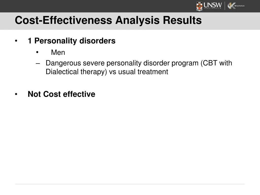 cost effectiveness analysis results 1