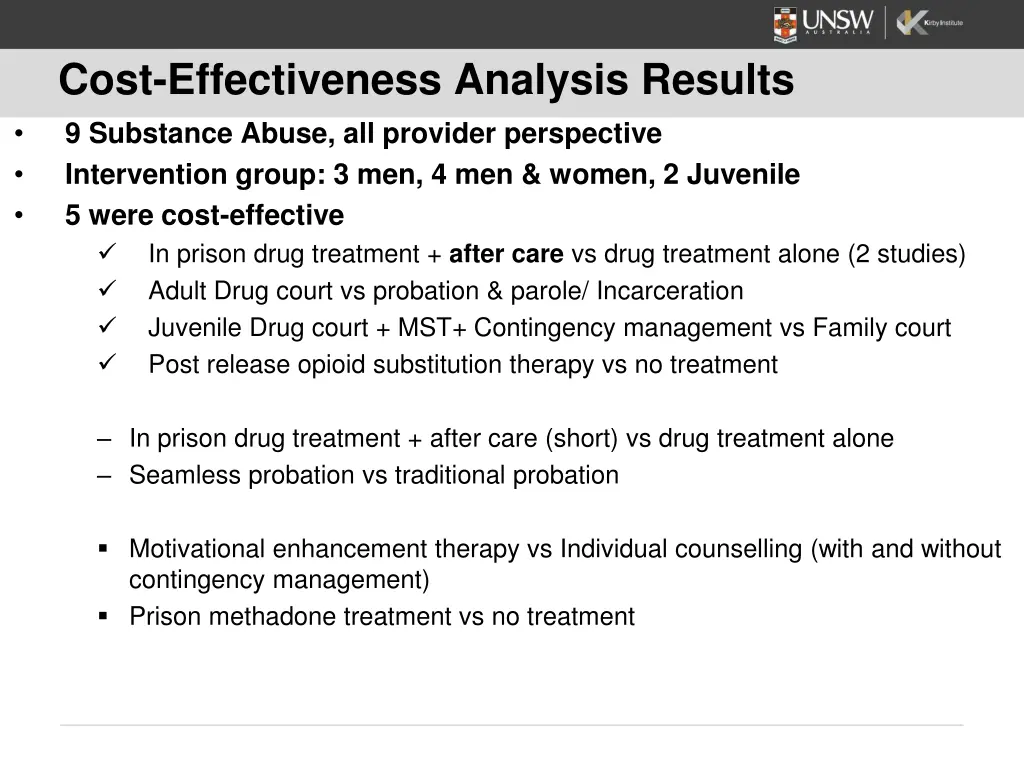 cost effectiveness analysis results