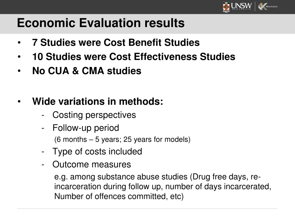 economic evaluation results