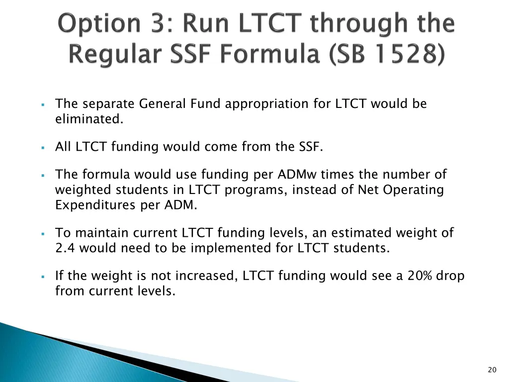 the separate general fund appropriation for ltct