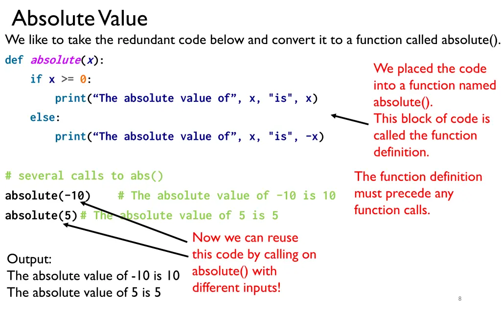 absolute value we like to take the redundant code
