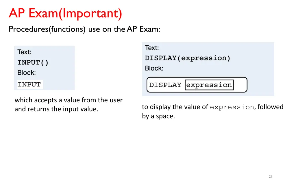 ap exam important procedures functions