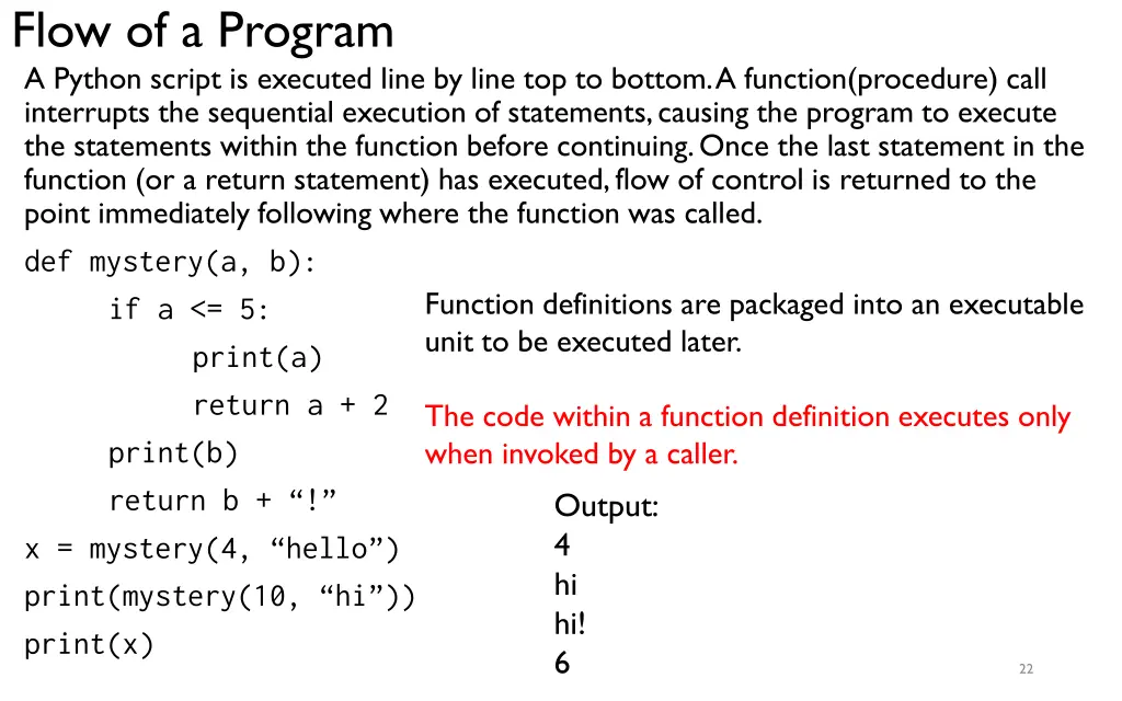 flow of a program a python script is executed