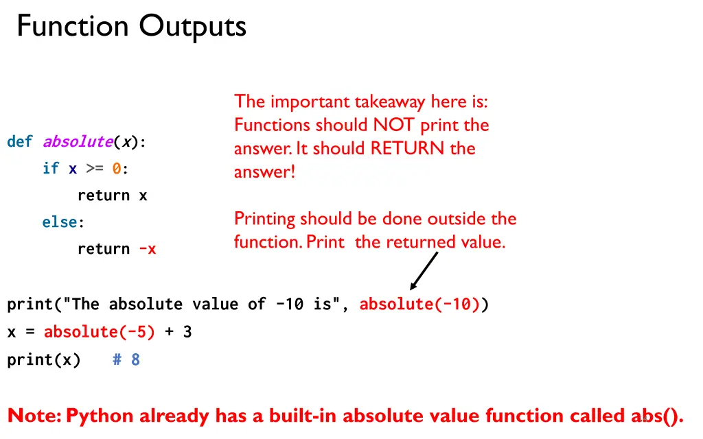 function outputs 1