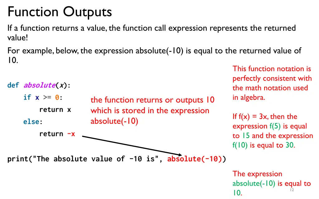 function outputs if a function returns a value