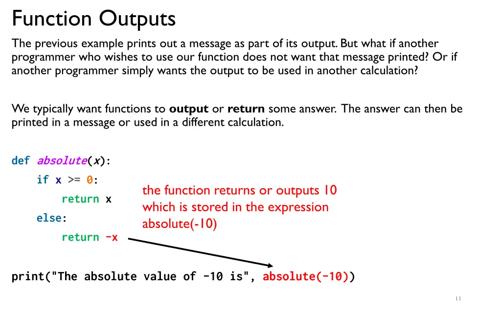function outputs the previous example prints